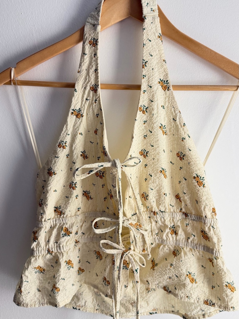 Kirious Cream Halter Camisole with Orange Floral Print